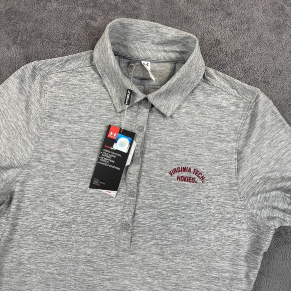 Under Armour Tops - Under Armour Polo Shirt Women Medium Gray Virginia Tech Hokies HeatGear UW2336